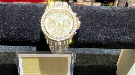 Reveal and review of Michael Kors gold tone, fully iced out watch